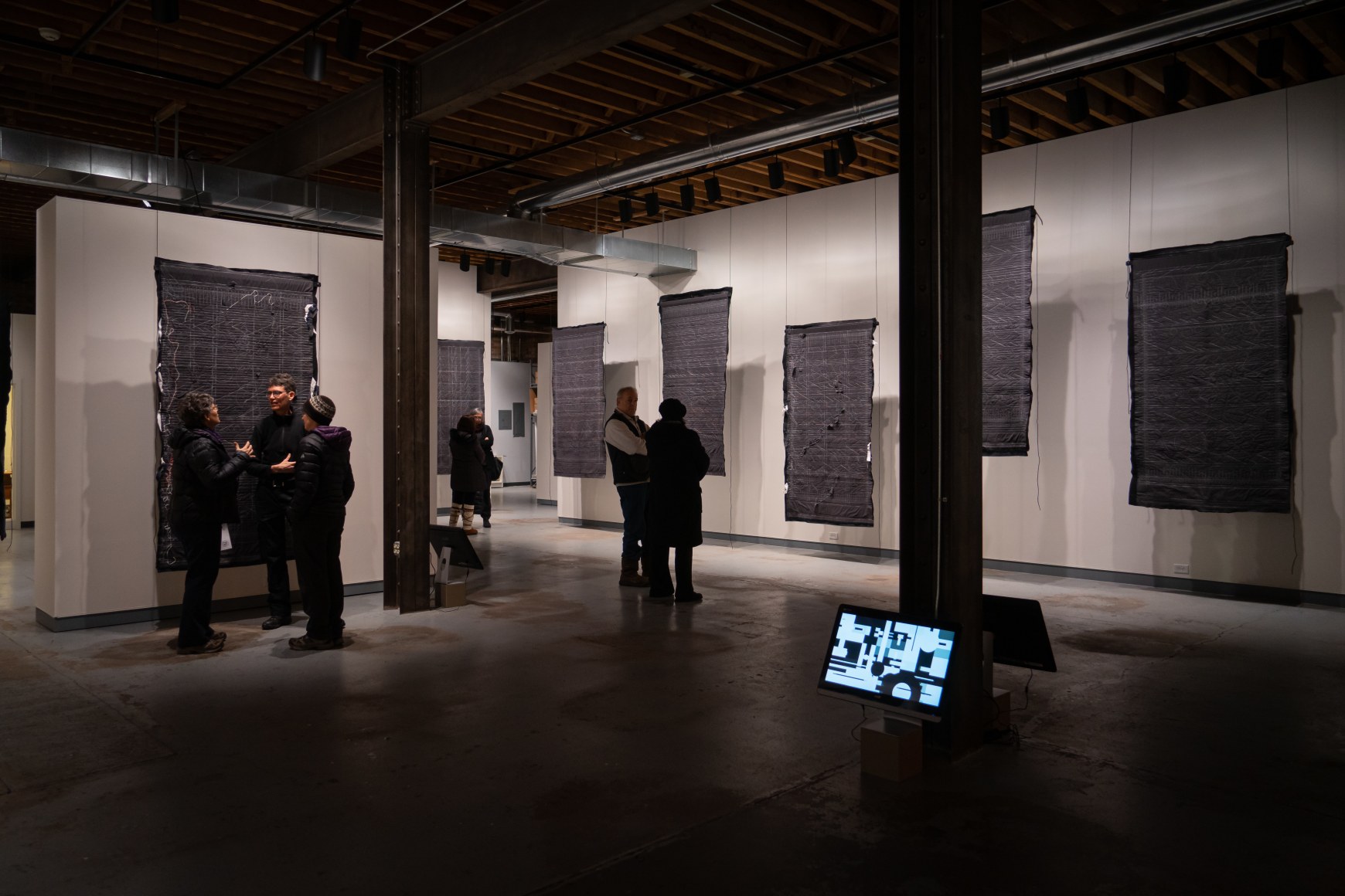 view of opening of Kathy McTavish count map pulse breathe exhibition