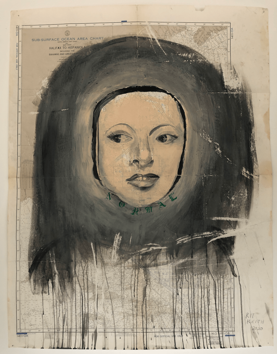 Normal, 2020, Acrylic on vintage found map