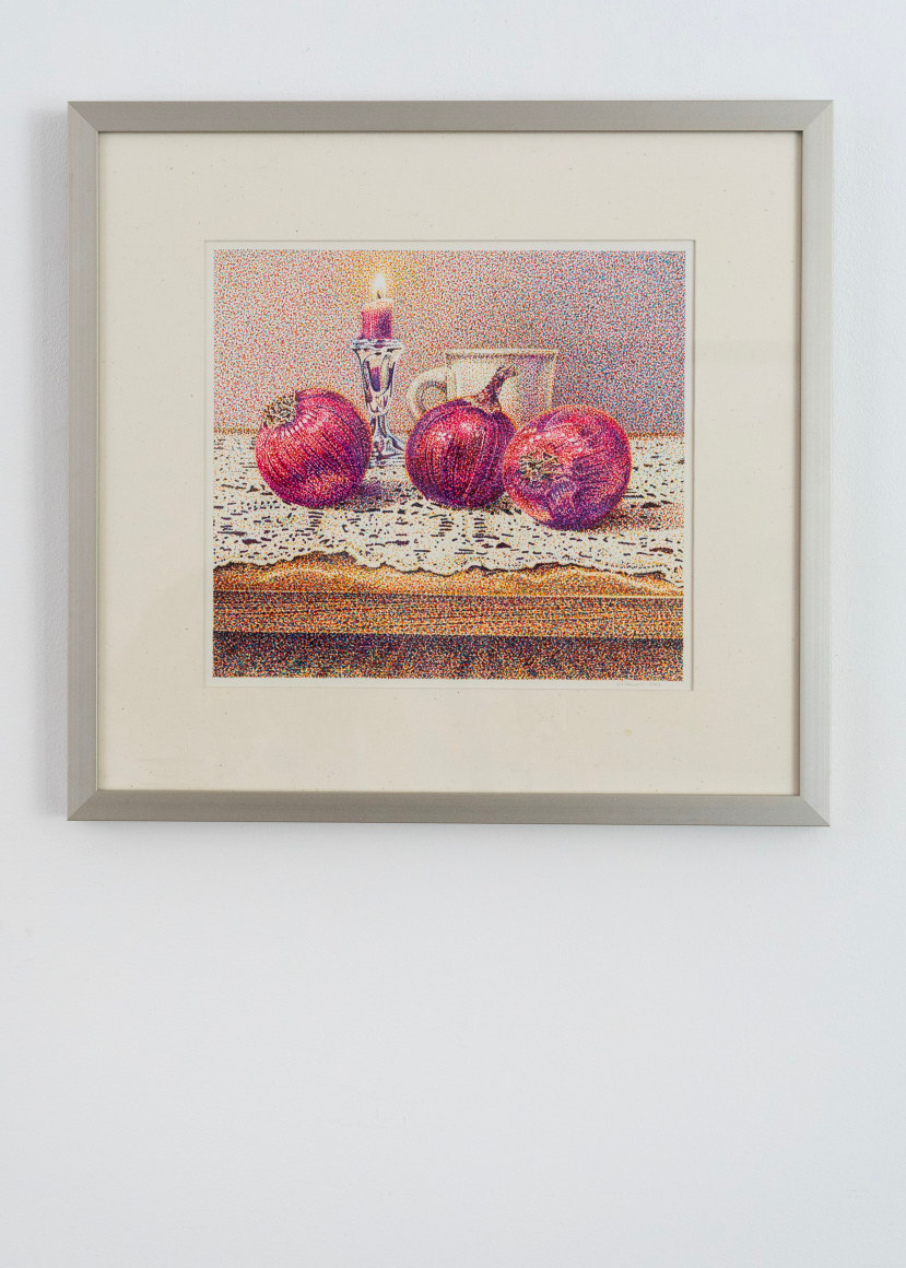 Red Onions, 2002 Acrylic and pen on board 13 x 14½ in. 21½ x 22½ in. (framed)