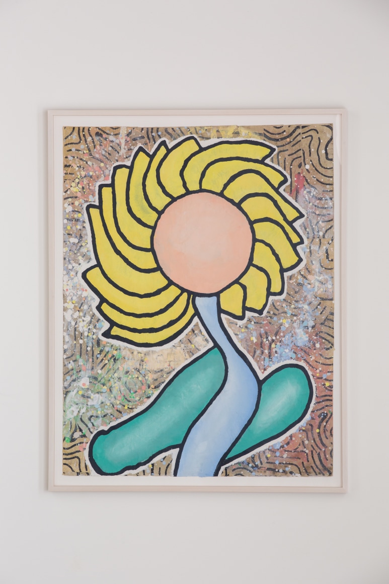 Yellow Flower, 2019 Gesso, Flashe and paper collage on paper 51 x 40 inches