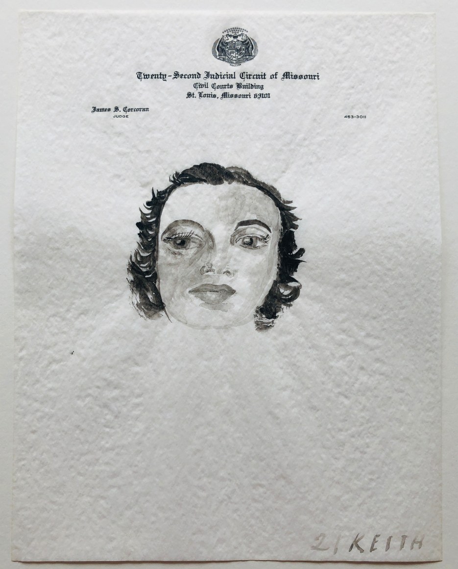 Untitled, 2021, Acrylic on found onion skin letterhead