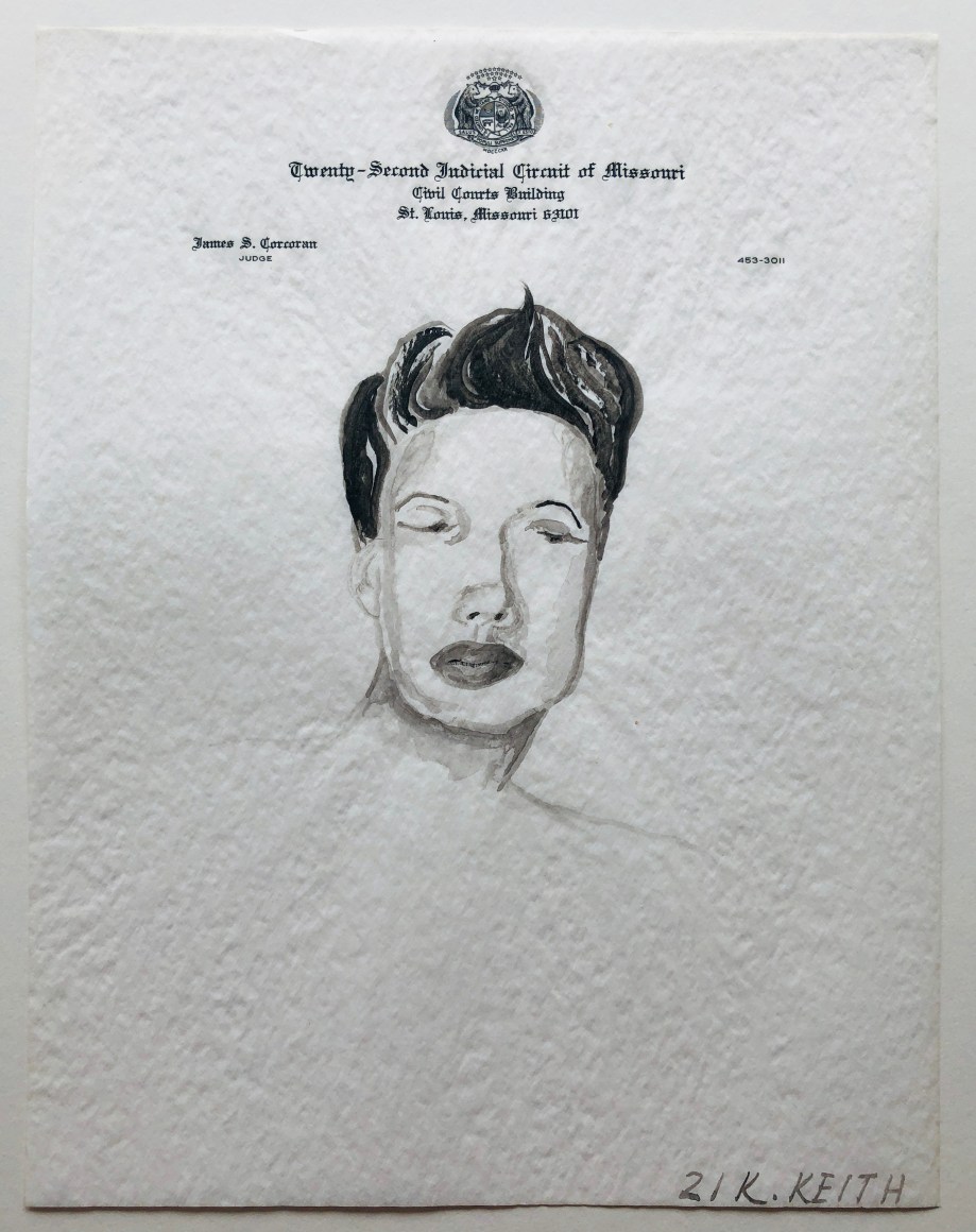 Untitled, 2021, Acrylic on found onion skin letterhead