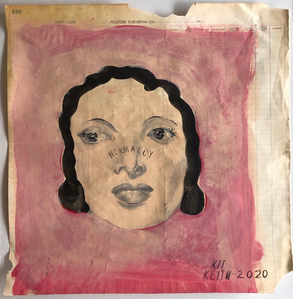 Normalcy, 2020, Acrylic on found paper