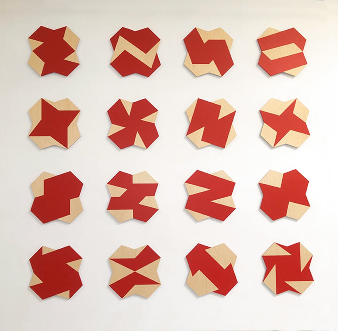 Partie en Rouge, 2016  Acrylic on birch  80 x 80 x 3/4 inches
