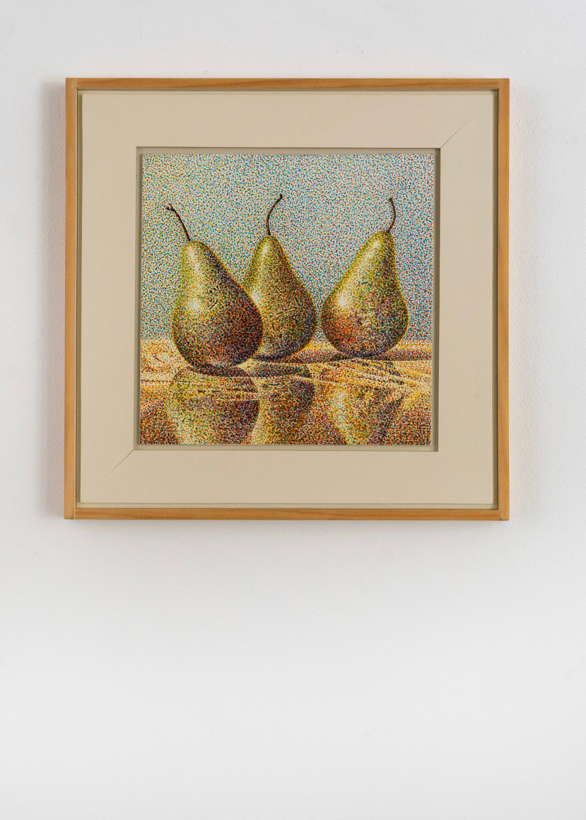 Pears #2, 2001 Acrylic on wood panel 11 x 11 inches
