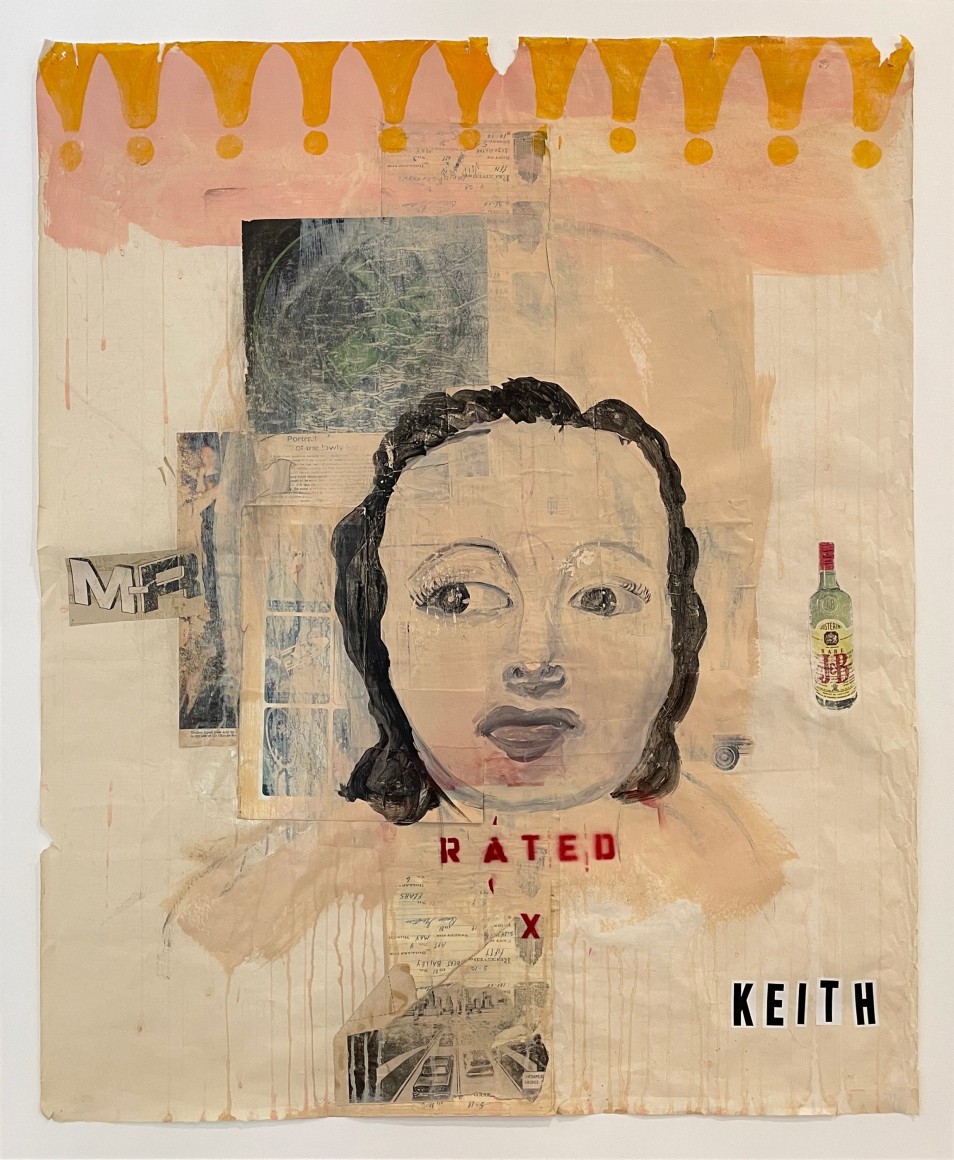 Rated X, 2024, Acrylic and collage on vintage map