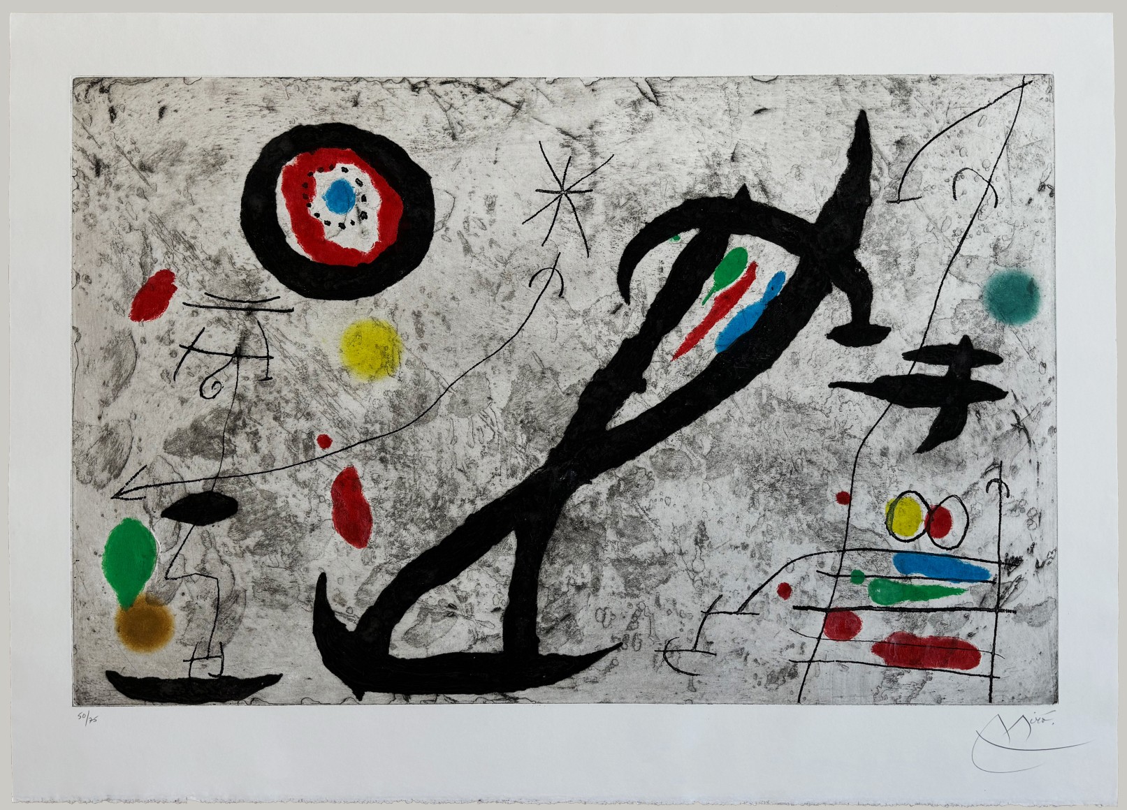 TRAC&Eacute; SUR LA PAROI V, 1967 Etching and aquatint printed in colors with carborundum 29 x 41 in. 50/75