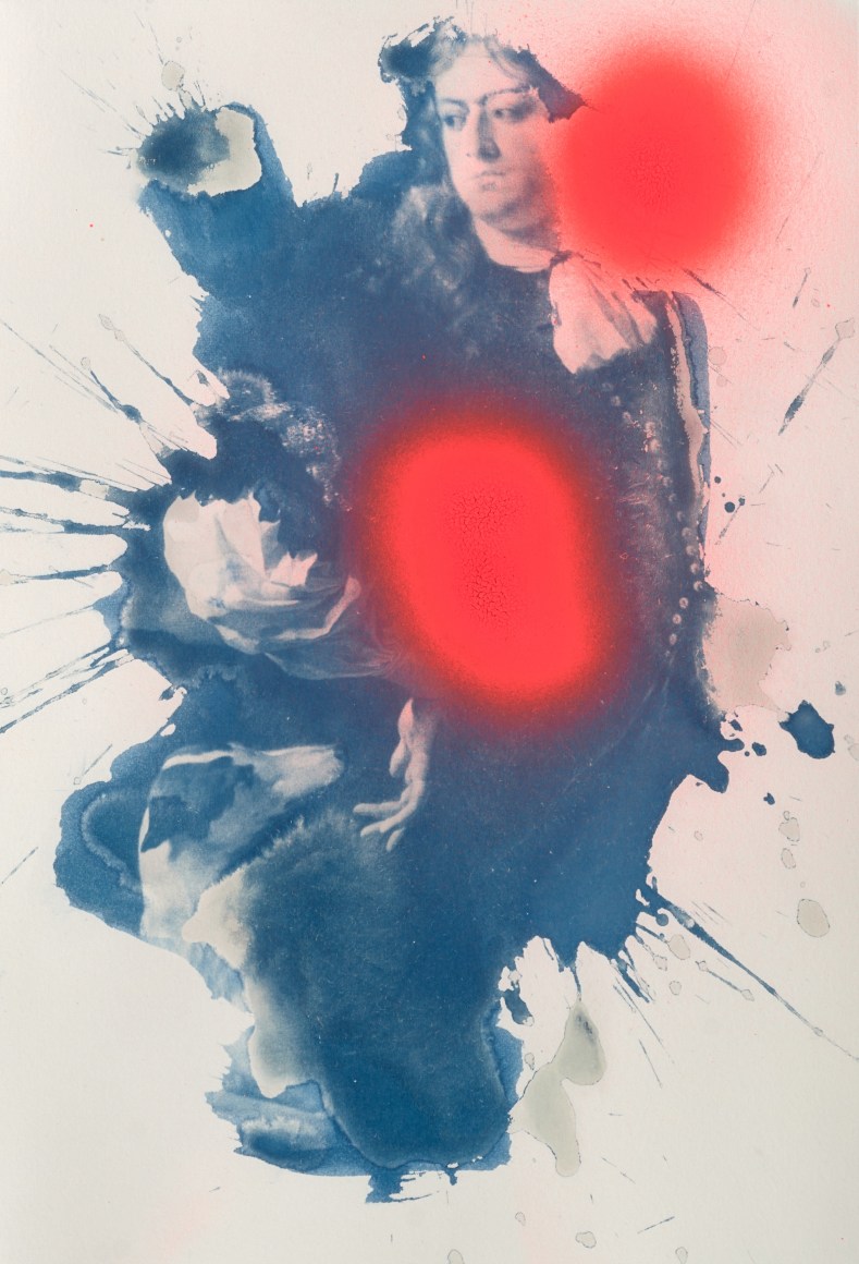 Pup, 2023 Cyanotype with spraypaint 10 1/8 x 7 inches