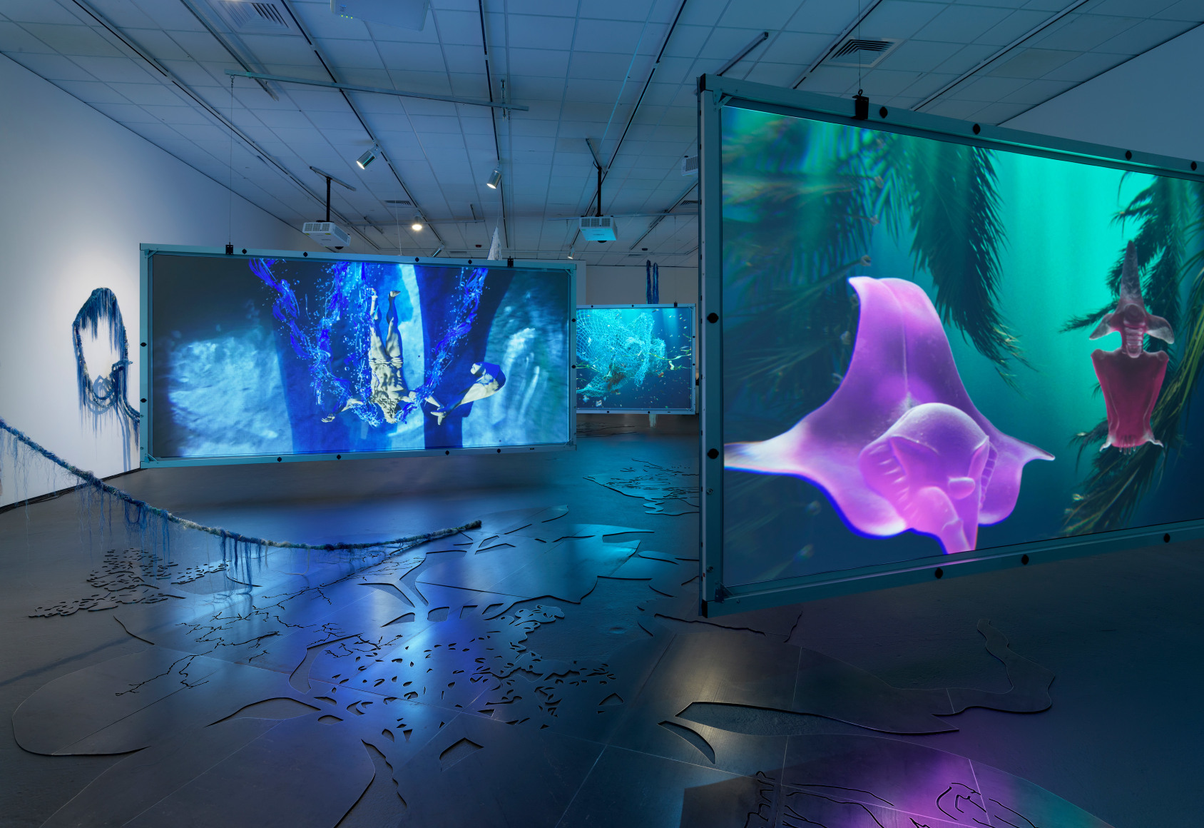 Julien Creuzet, Attila cataract your source at the feet of the green peaks will end up in the great sea blue abyss we drowned in the tidal tears of the moon