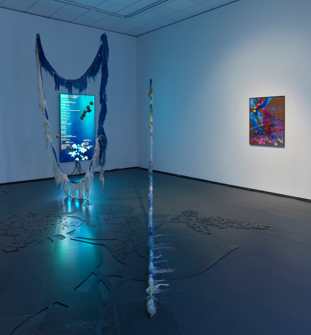 Julien Creuzet, Attila cataract your source at the feet of the green peaks will end up in the great sea blue abyss we drowned in the tidal tears of the moon