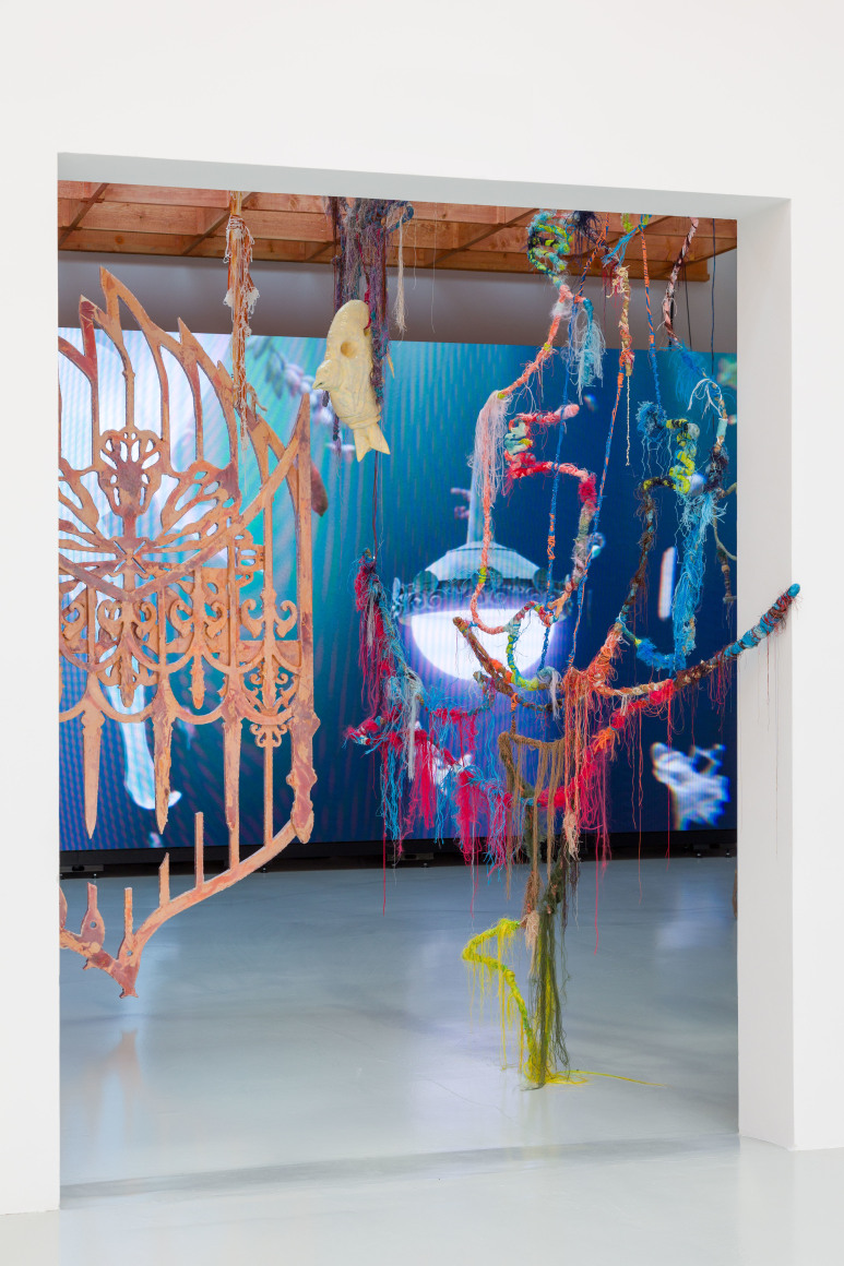 Julien Creuzet,&nbsp;Attila cataract your source at the feet of the green peaks will end up in the great sea blue abyss where we drowned in the tidal tears of the moon