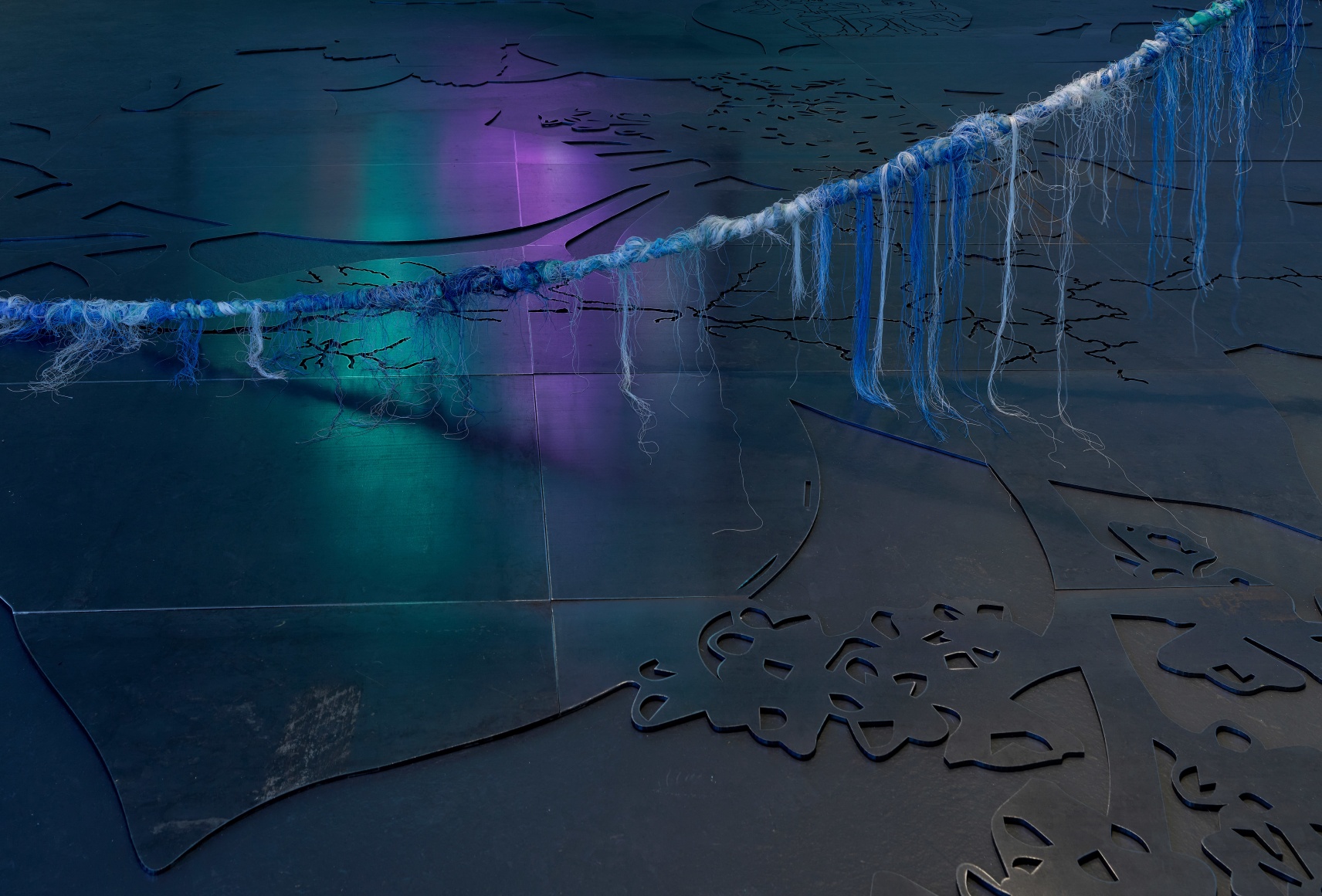 Julien Creuzet, Attila cataract your source at the feet of the green peaks will end up in the great sea blue abyss we drowned in the tidal tears of the moon