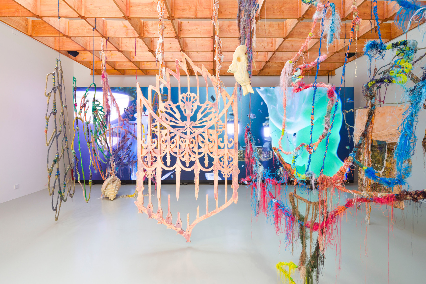 Julien Creuzet,&nbsp;Attila cataract your source at the feet of the green peaks will end up in the great sea blue abyss where we drowned in the tidal tears of the moon