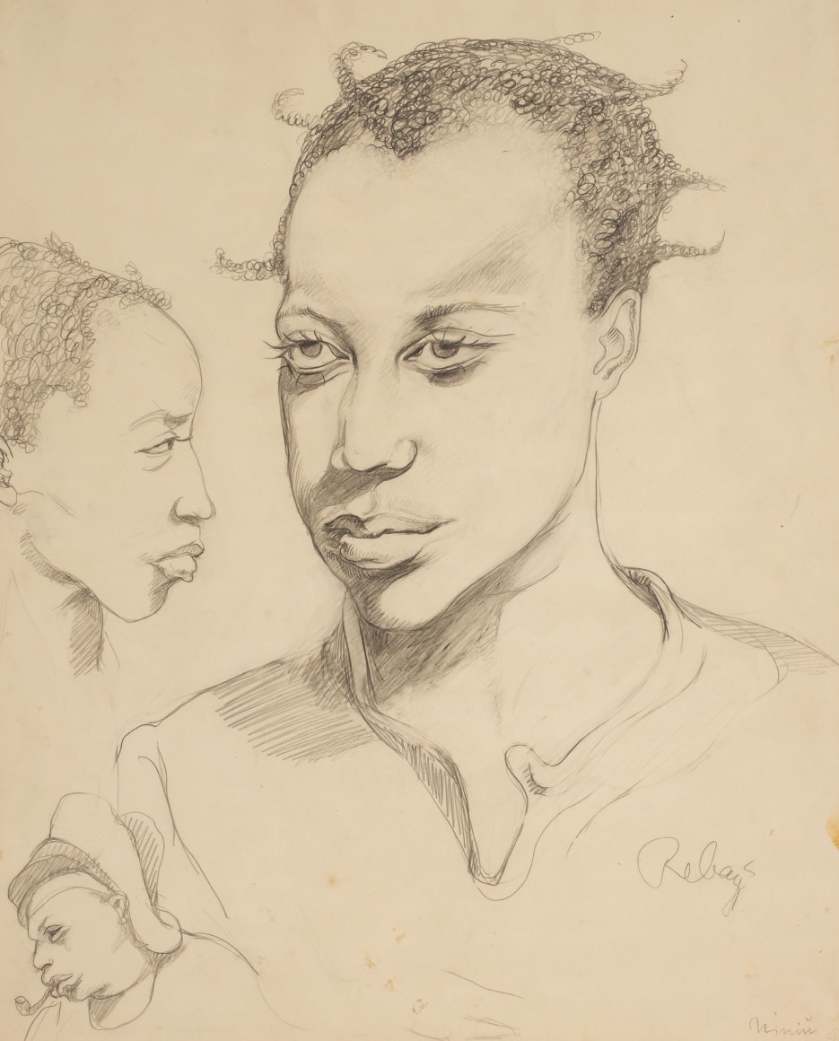 Field Workers, ca. 1930, Graphite on paper