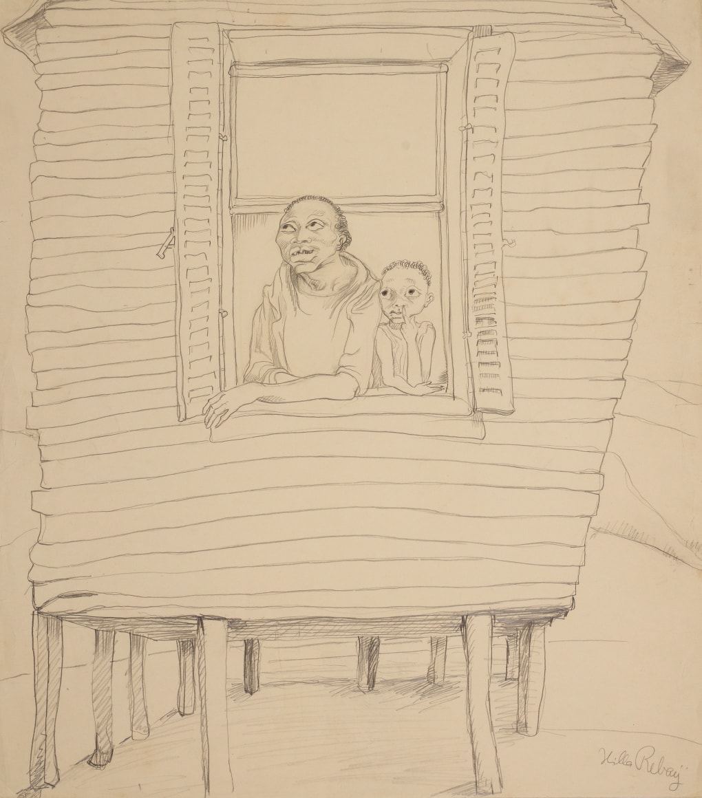 At the Window, ca. 1930, Graphite on paper