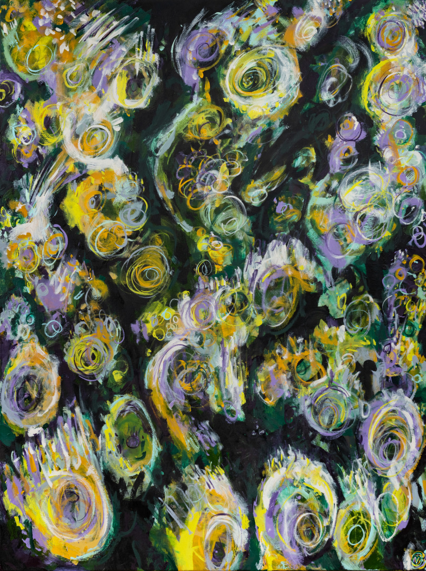 Luminescent Night Stroll Inside the Cosmic Mind, 2024, Oil on linen