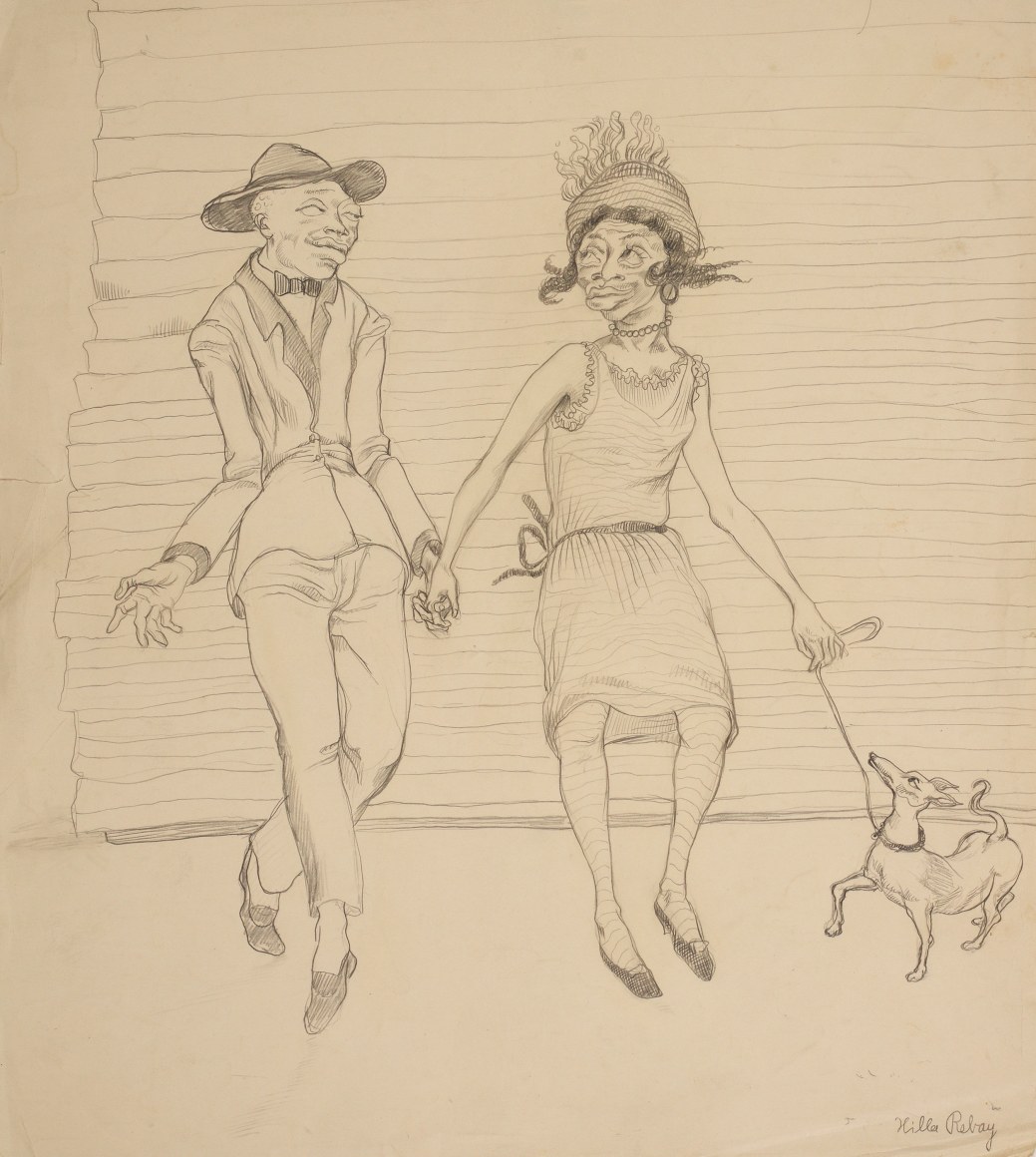 Walking A Dog, ca. 1930, Graphite on paper