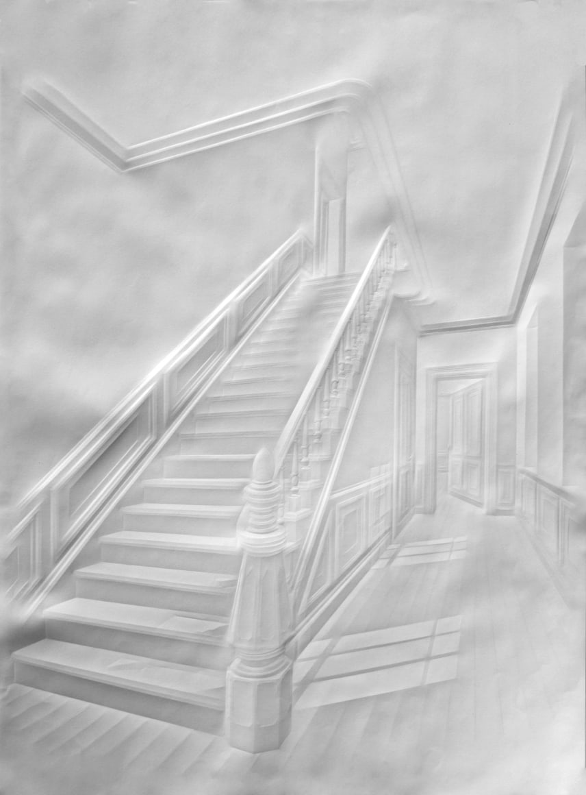 Simon Schubert, Untitled (Stairs with Figure), 2015