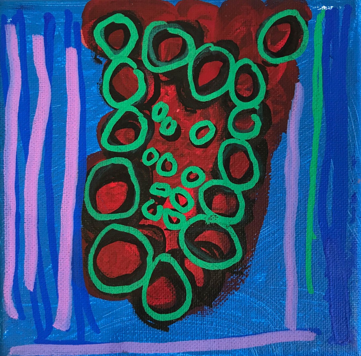 Peter Dickson  Grapes Acrylic on canvas 15 cm x 15 cm 2018