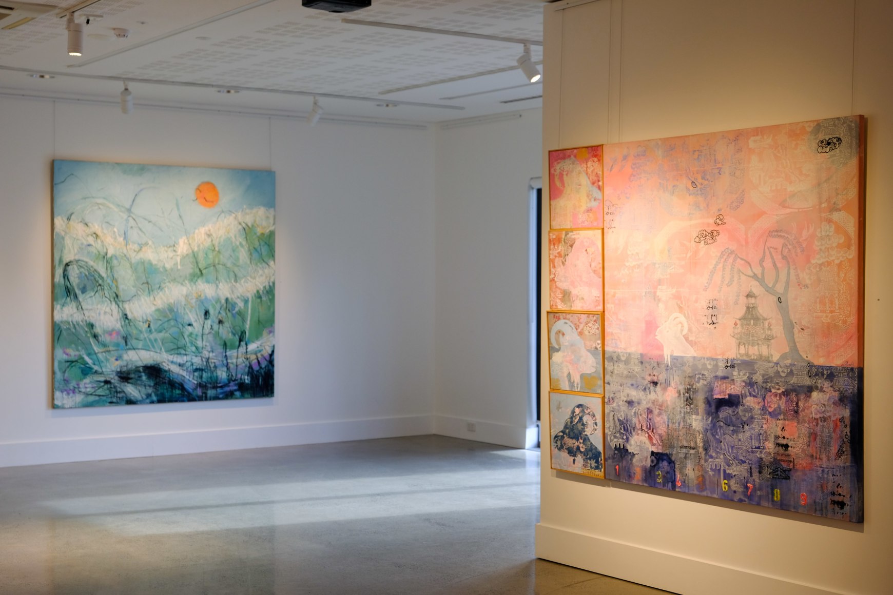 Andjana Pachkova (L) Wendy Arnold (R) ​Five Lone Goats on Cezanne's Mountain.  Installation View 2020