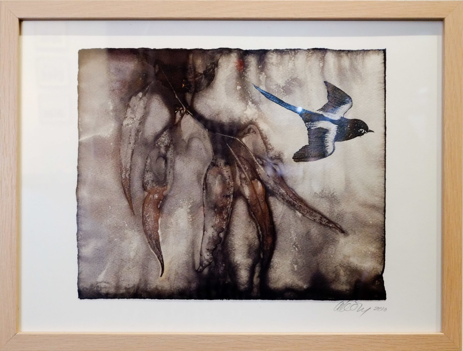 Anne Leon Flying Through 2 Plant dyed paper,screen print 2016