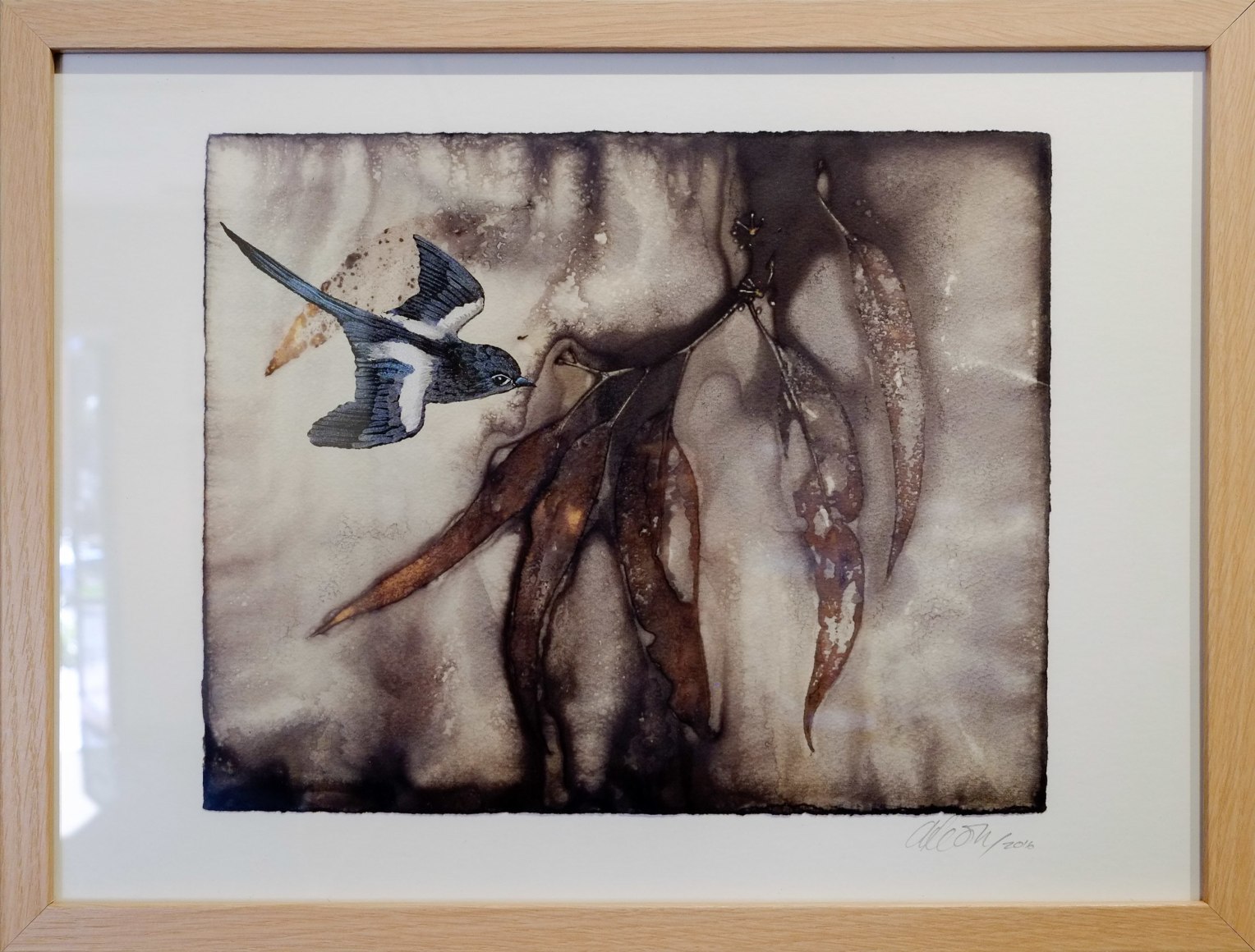 Anne Leon Flying Through 1 Plant dyed paper,screen print 2016