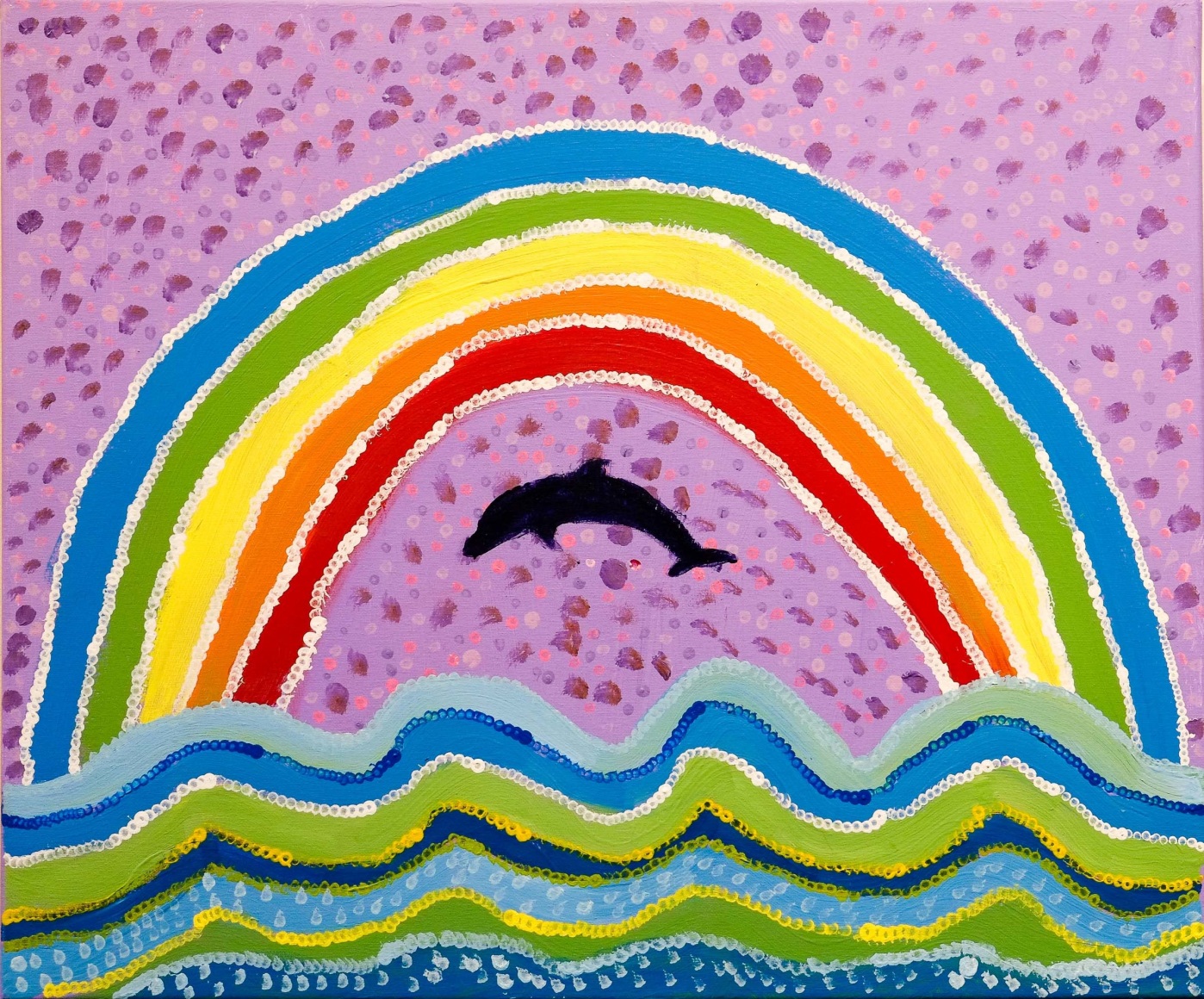 Alanah Ramsay  Dolphin Rainbow Acrylic on canvas 50 cm x 60cm  2018
