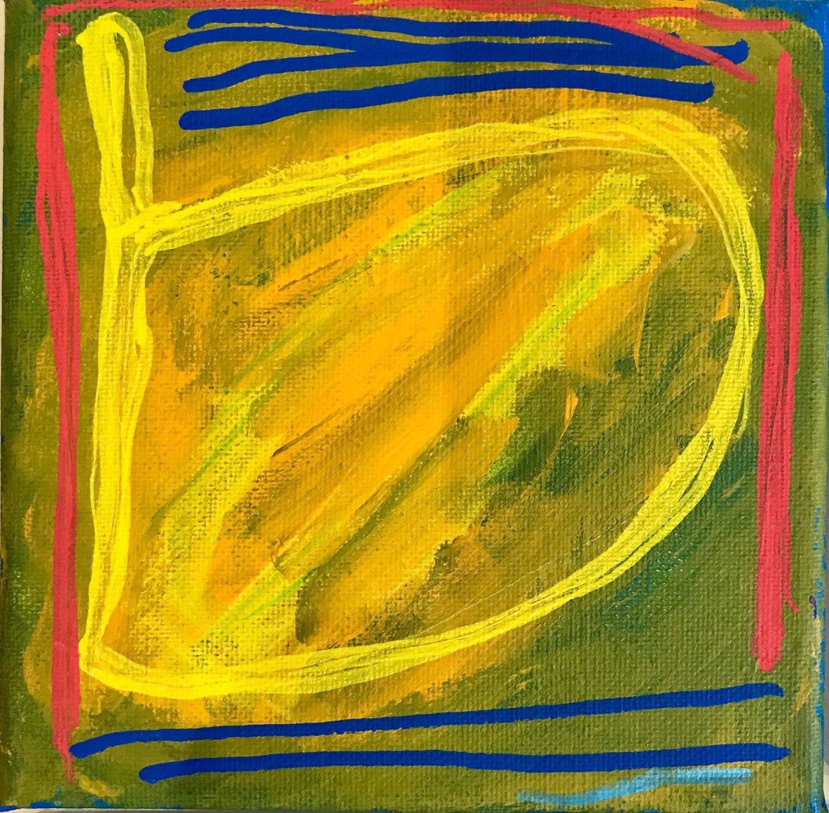 Peter Dickson Bananas Acrylic on canvas 15 cm x 15 cm 2018