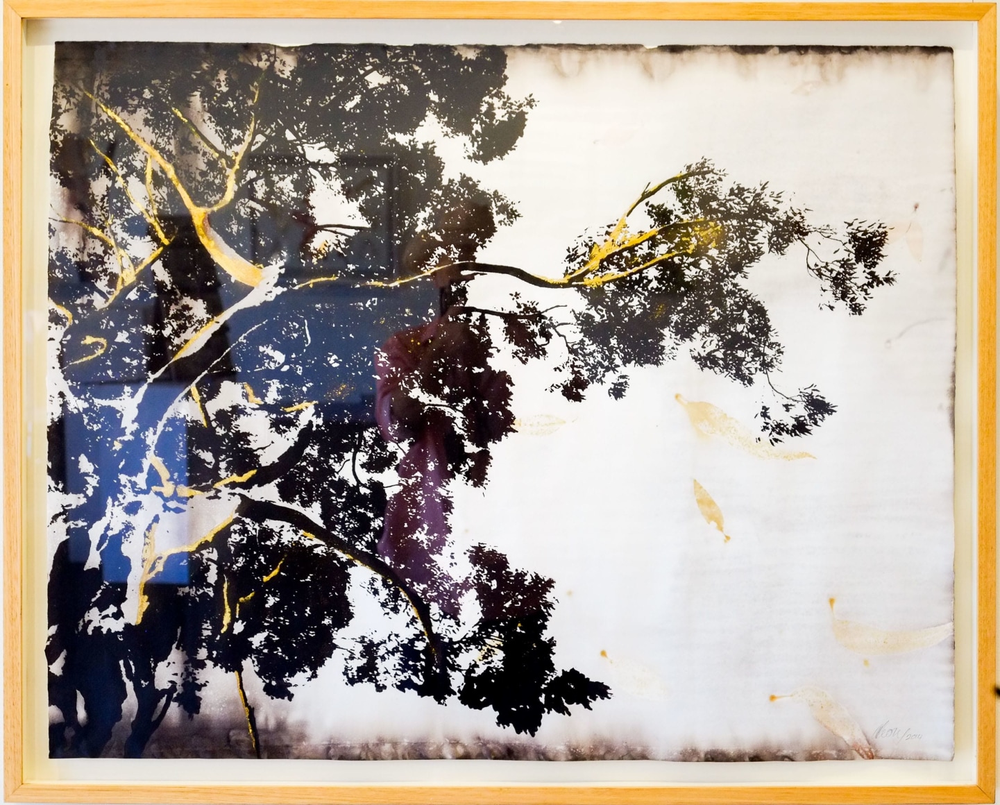 Anne Leon Its all about the light Plant-dyed paper with screen-print and gold leaf 2016