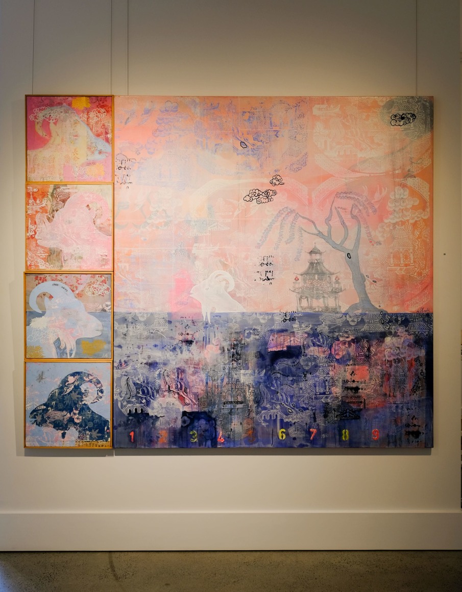 Wendy Arnold ​Five Lone Goats on Cezanne's Mountain.  Installation View 2020