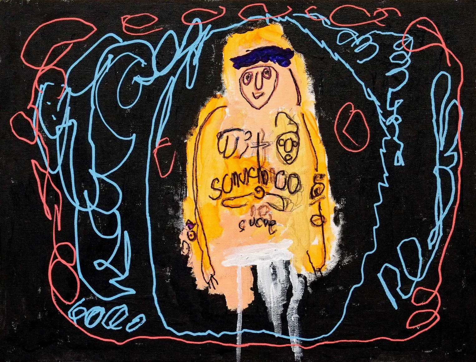 Lee Hilder  Justin Bieber Mixed media on canvas board 34 cm x 46 cm 2018