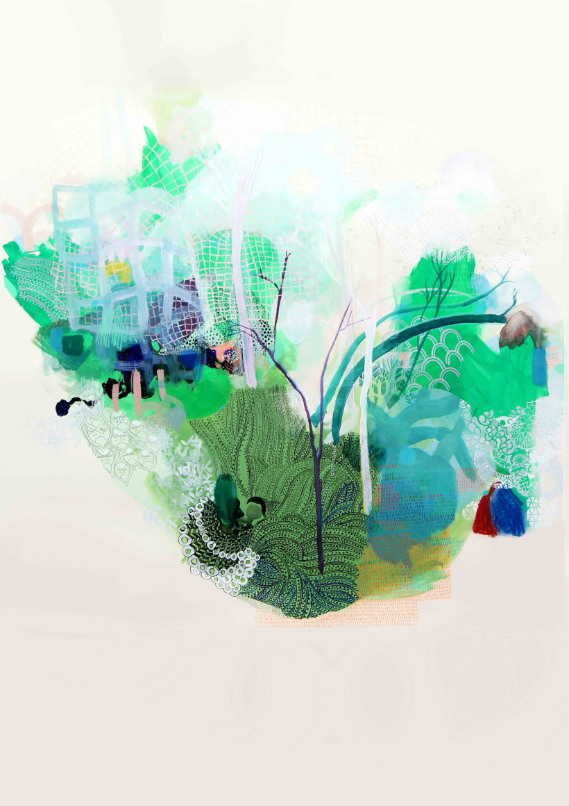 Island  watercolour, pencil and gouache on paper  117 cm x 120 cm  2018