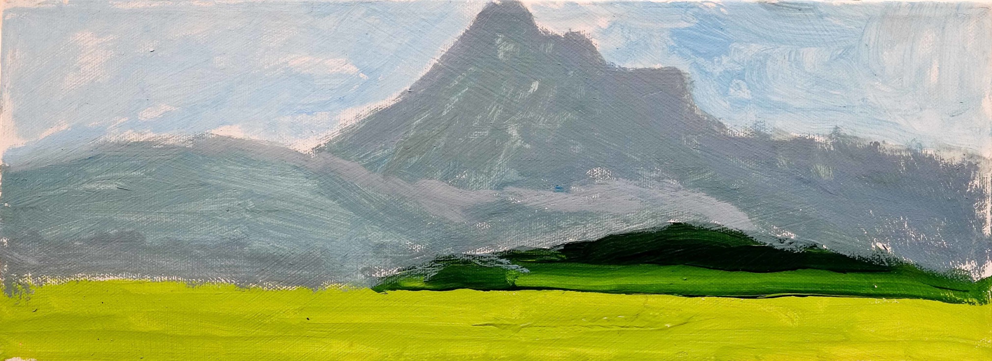 Jack Rutter  Mt Warning Acrylic on canvas 15 cm x 40cm  2018