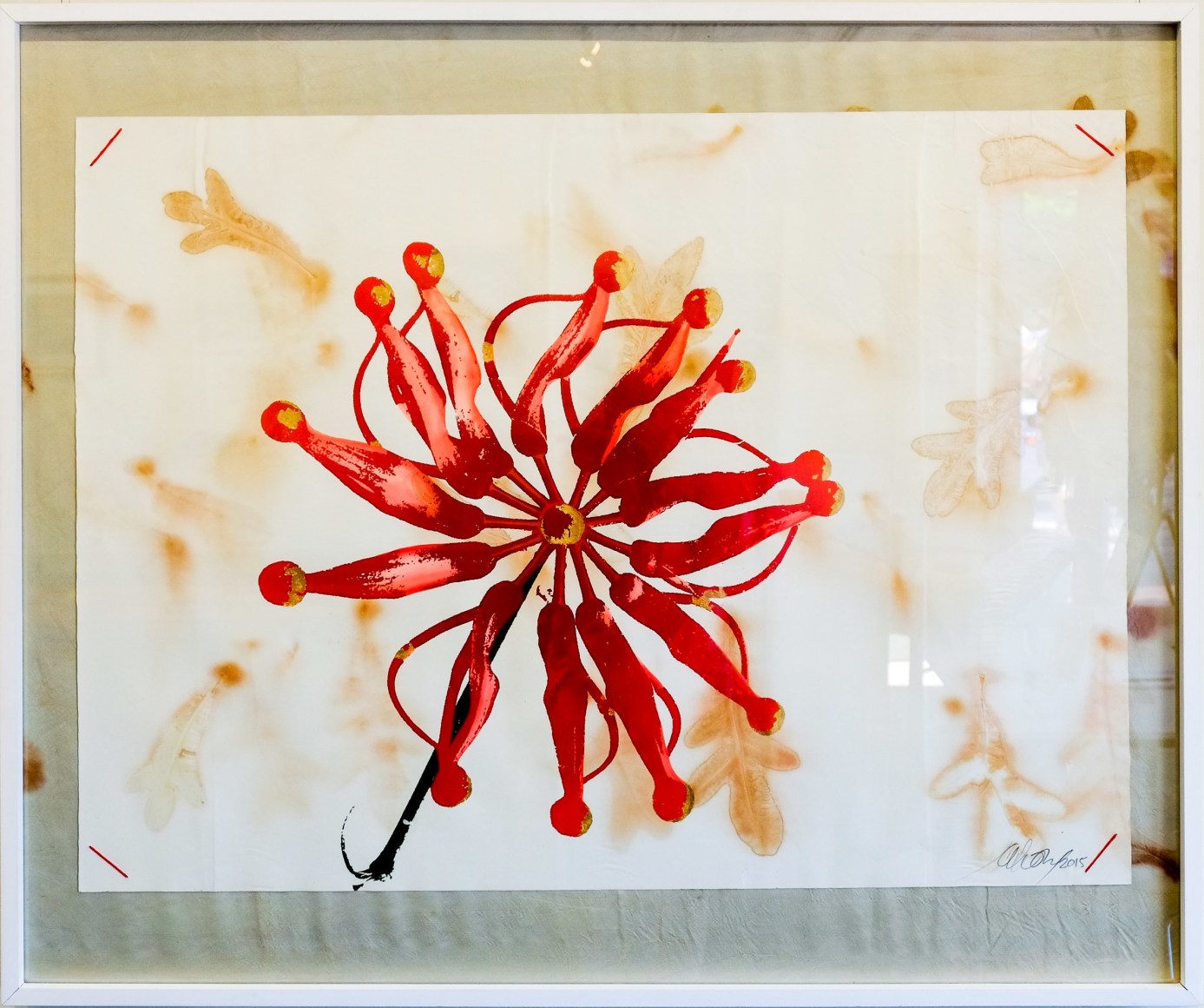 Anne Leon Firewheel Flower Plant-dyed paper with screen-print and gold leaf 2016