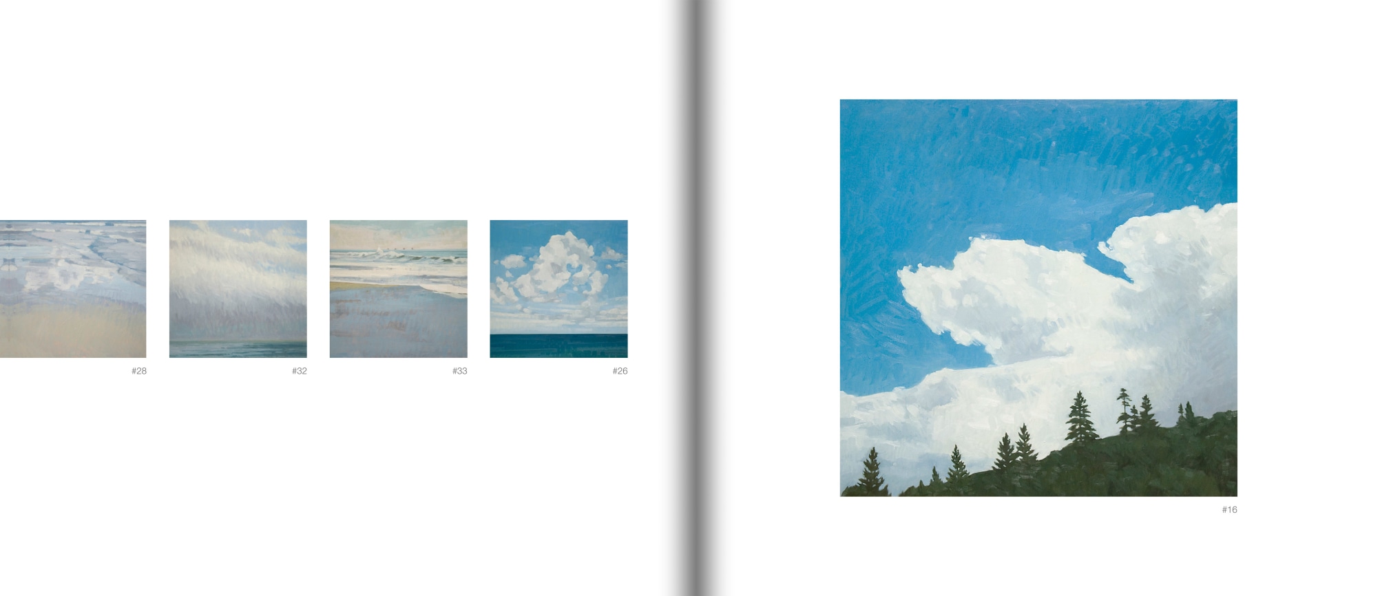 Internal pages from NICOLE STRASBURG: 50/50 with four 12 x 12 inch paintings and one 24 x 24 inch painting