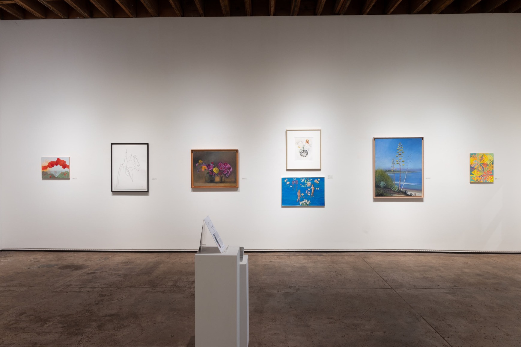 Installation photograph of IRRESISTIBLE: Flowers &amp; Their Admirers, Maria Rendon, Ellsworth Kelly, Hank Pitcher, Joseph Goldyne, Jean Swigett, Bradley Greer