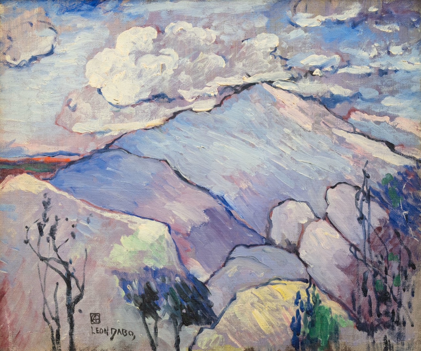 LEON DABO (1864-1960) , Untitled (Outlined Mountain & Rock), 1932