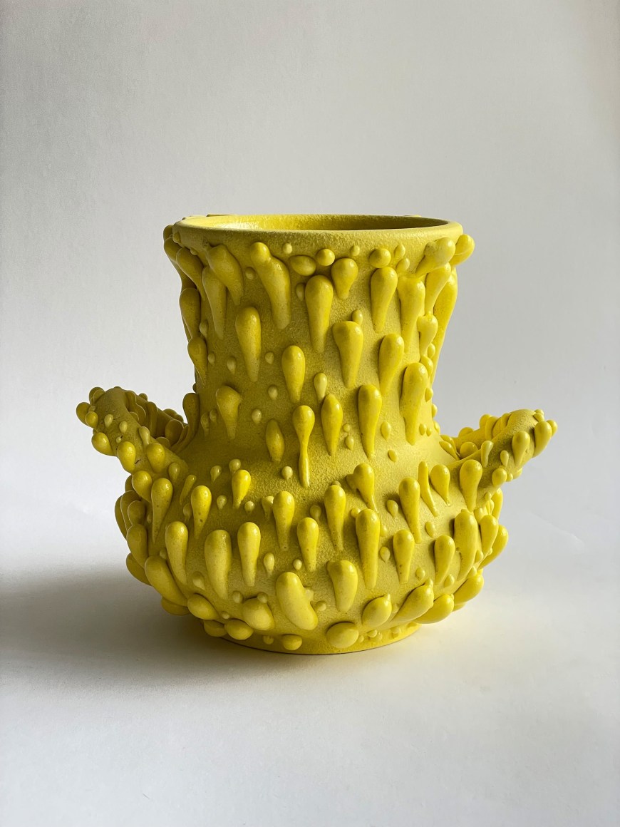 PHILIP KUPFERSCHMIDT , Yellow Handled Vase with Upward Gloops, 2024