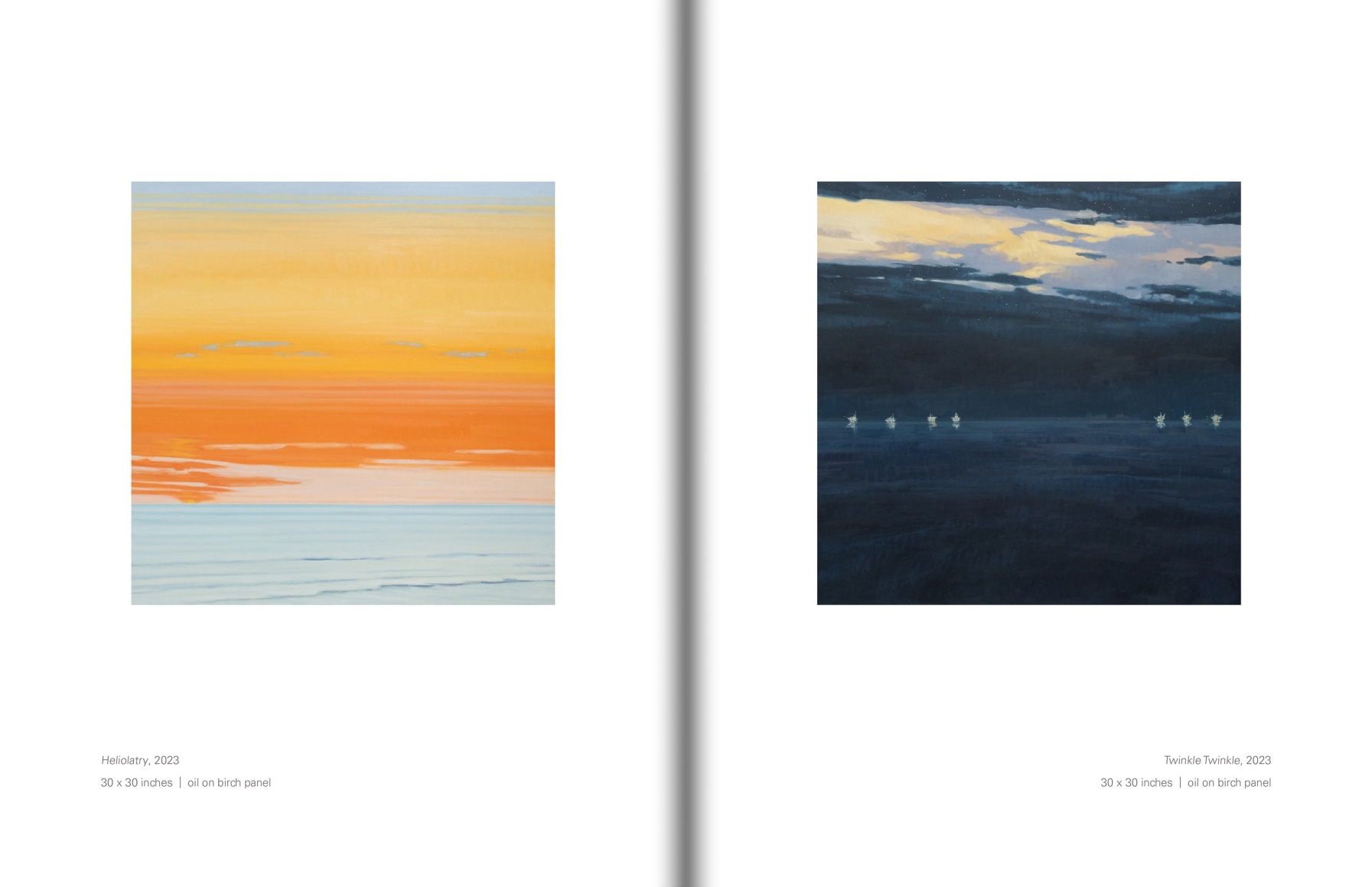 Pages 6 and 7 of NICOLE STRASBURG: Surfacing with illustrations of Heliolatry and Twinkle Twinkle