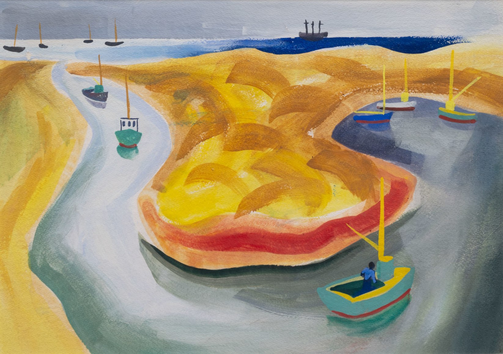 BETTY LANE (1907-1996), Untitled (Boats on the Inlet), c. 1950s