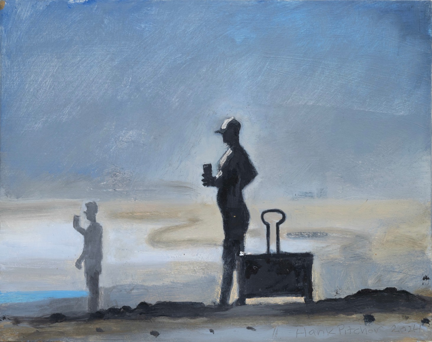 HANK PITCHER, A Man with a Beer and a Man with a Phone, 2024