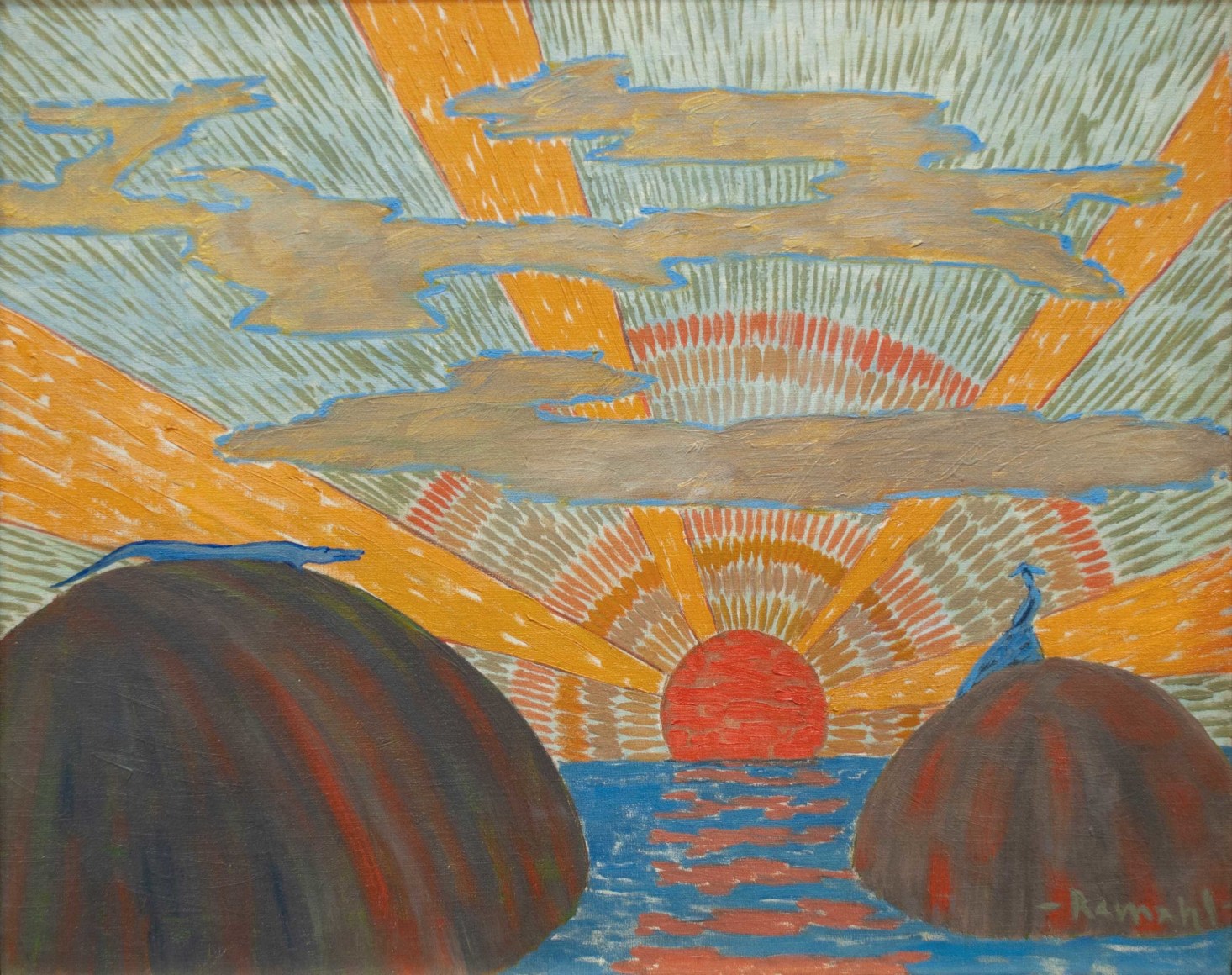 FREDERICK REMAHL (1901-1968), Alligator and Doll in Sunburst,