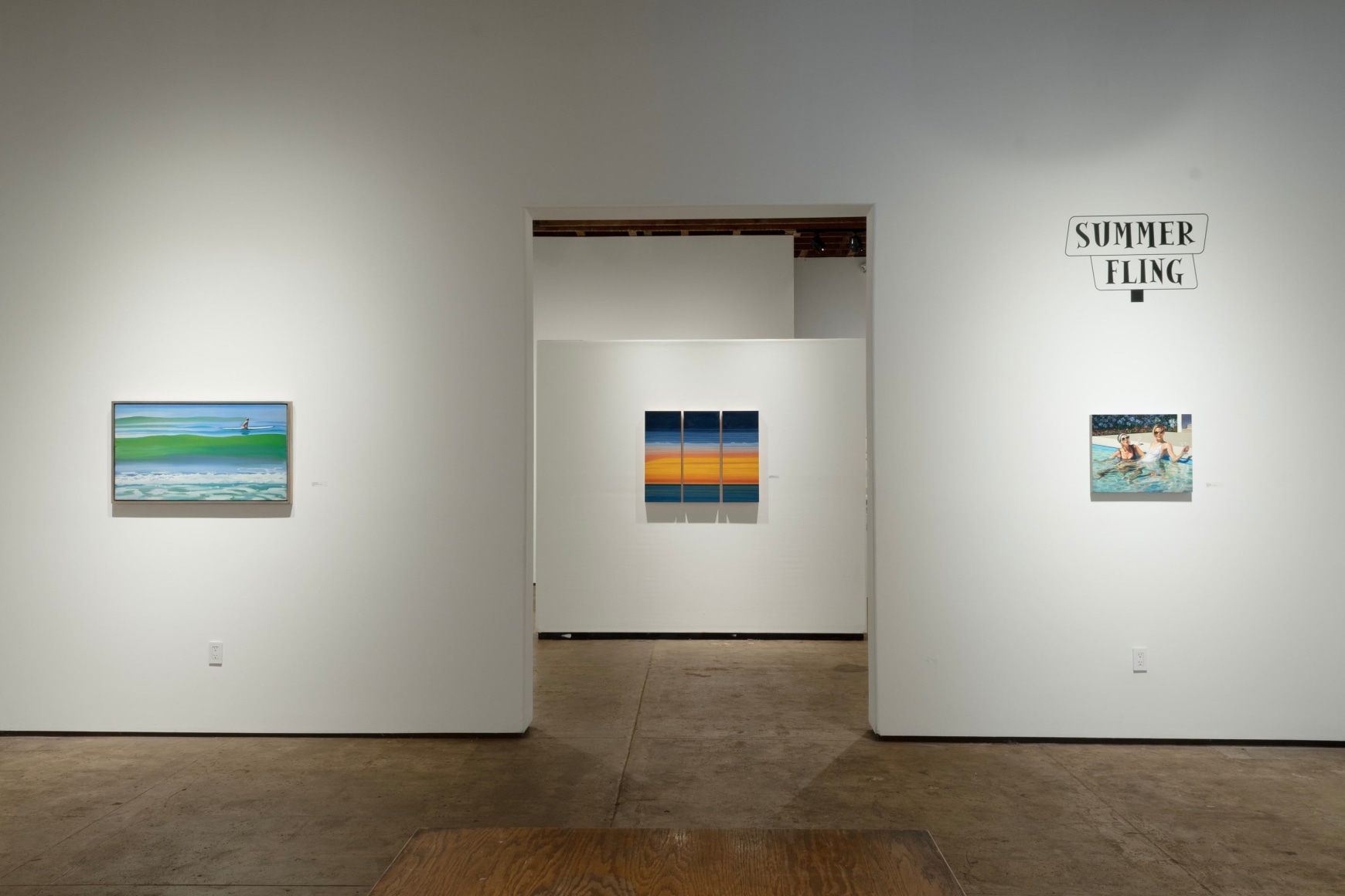 Installation photograph of Summer Fling with HANK PITCHER, D.J. HALL with NICOLE STRASBURG in the background