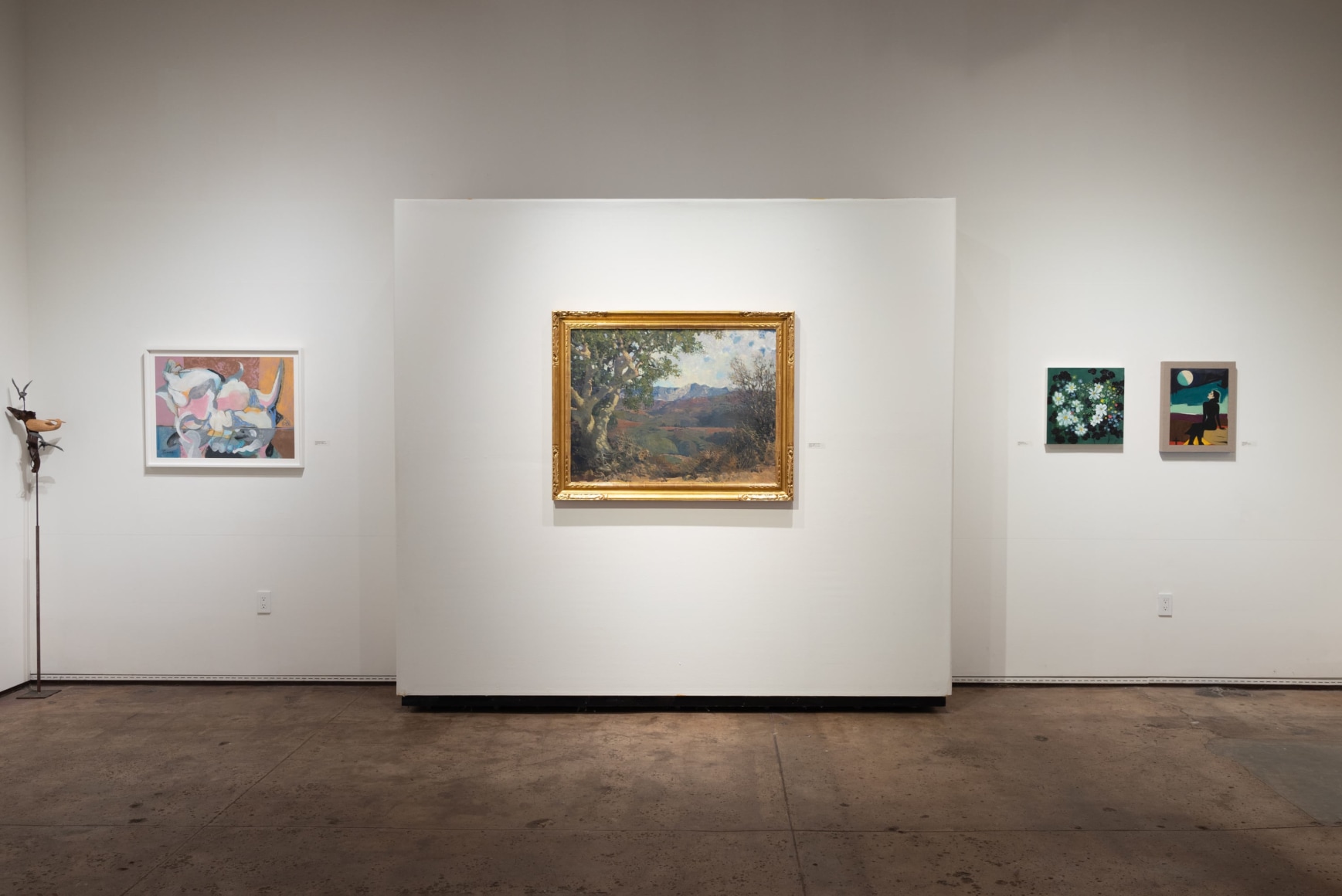 Installation photograph of The Spring Salon, 2025 with Nathan Huff, Channing Peake, Meredith Brooks Abbott, Astrid Preston, Chris Peters