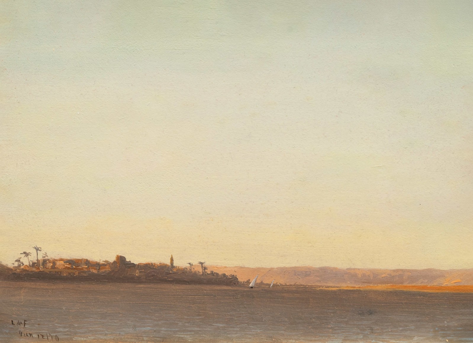 LOCKWOOD DE FOREST (1850-1932), Feluccas in Wind near Girga along the Nile , January 12, 1876