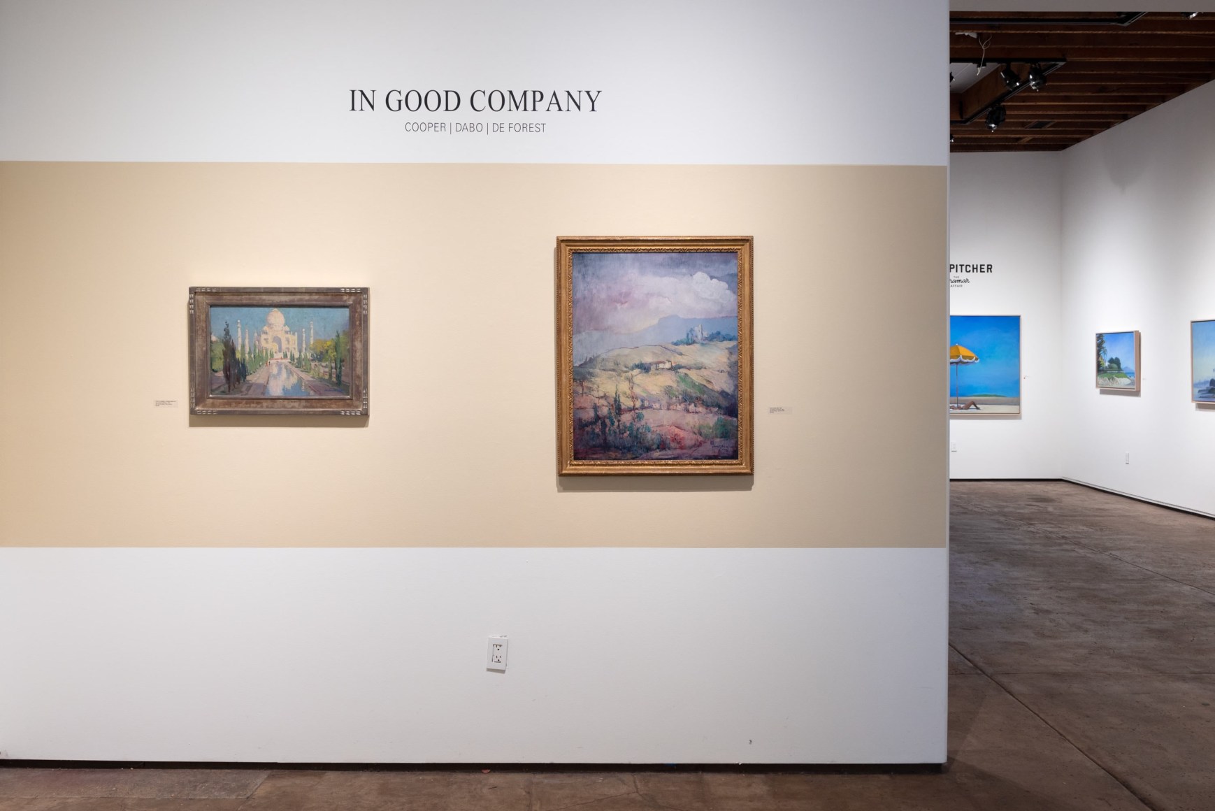 Installation photograph of IN GOOD COMPANY: Cooper | Dabo | De Forest with COLIN CAMPBELL COOPER, LEON DABO and HANK PITCHER in the background
