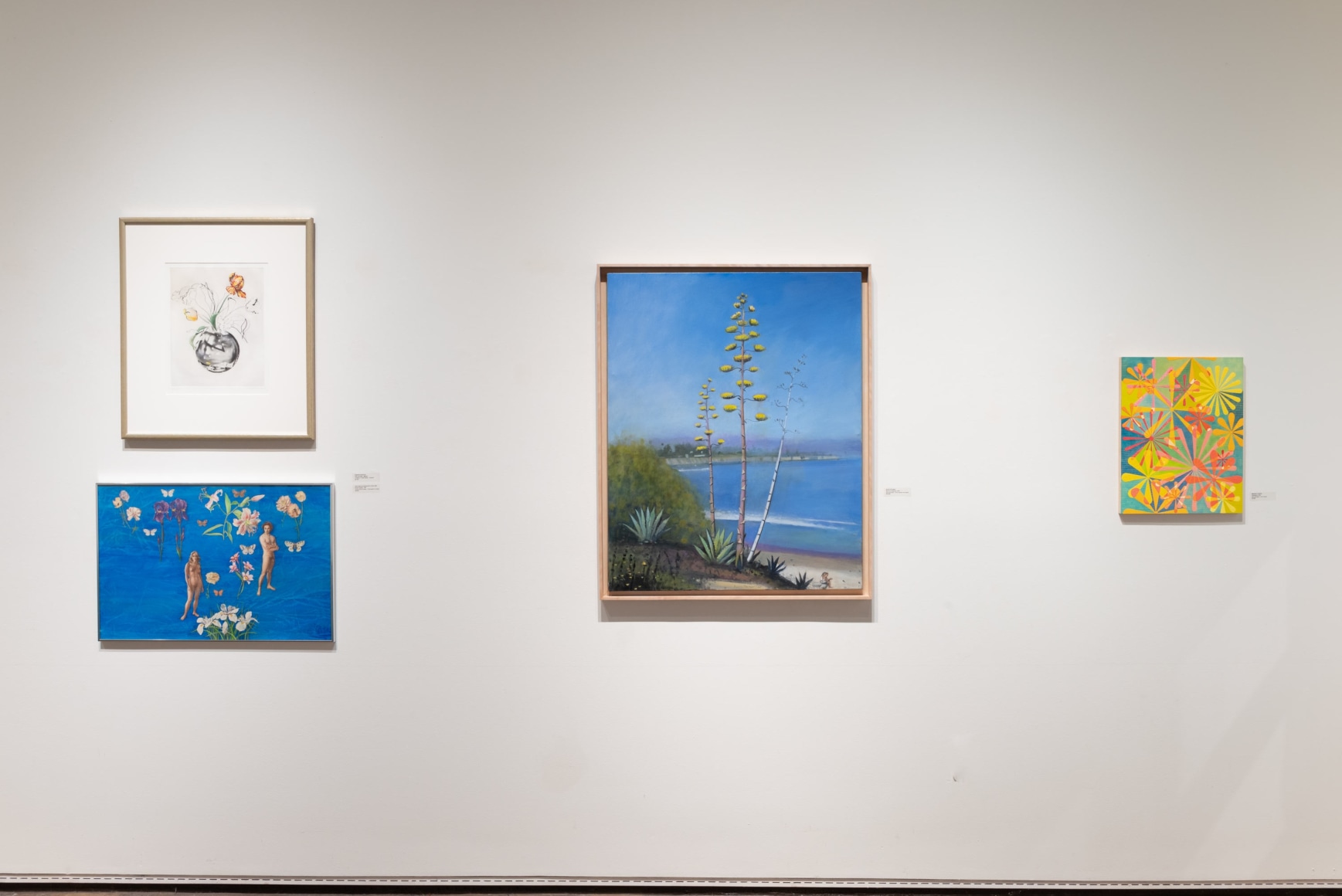 Installation photograph of IRRESISTIBLE: Flowers &amp; Their Admirers, Joseph Goldyne, Jean Swiggett, Hank Pitcher, Bradley Greer