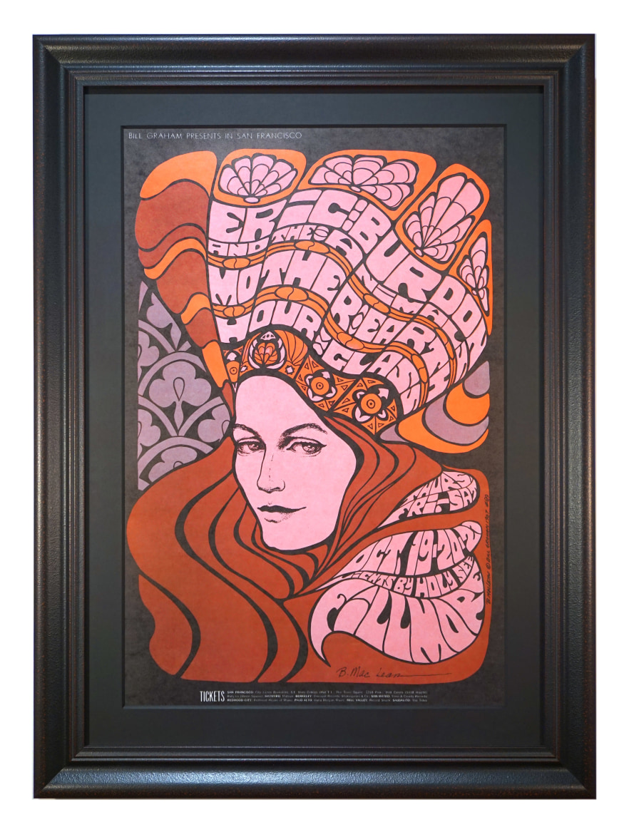 BG-89 early Allman Brothers Poster by Bonnie MacLean featuring Eric Burden and the Animals and Hour Glass Oct 19-21, 1967