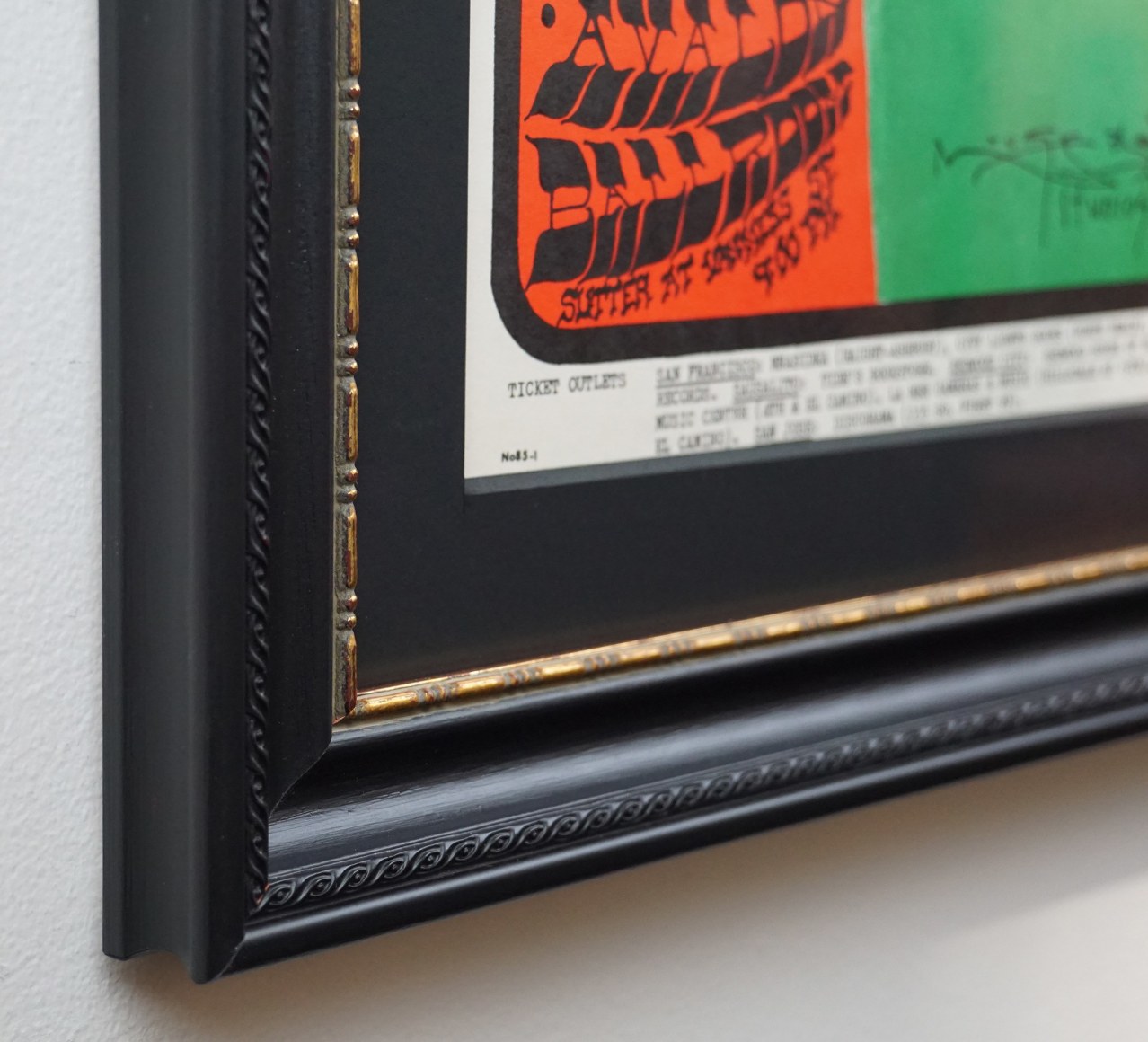 Frame at angle for FD-85 Vanilla Fudge Poster at Avalon Ballroom, 1967, Kaloma, psychedelic poster by Mouse and Kelley