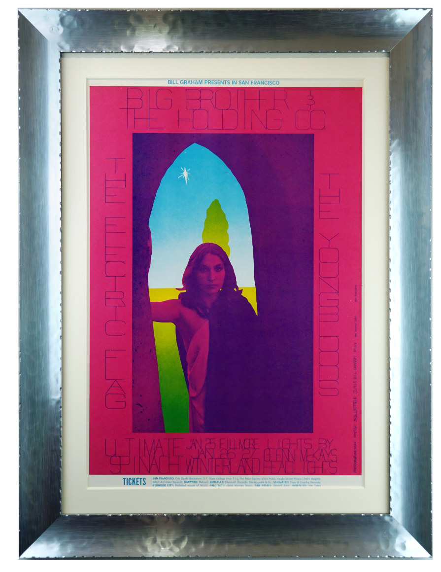 BG-104 poster by Jack Hatfield 1968. Big Brother 1968 poster Janis Joplin, woman at window poster image